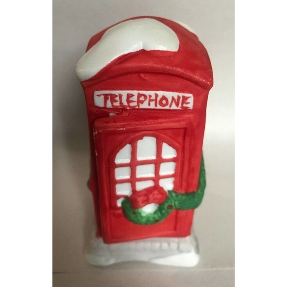 VTG-DICKENSVILLE COLLECTABLES Phone Booth-Red Nostalgic/Christmas Village 1990 - Picture 2 of 13